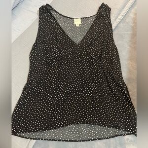 Mauve by Anthropologie Black and White Polka Dot Blouse XL
